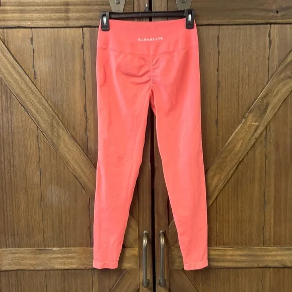 Alphalete Amplify Athletic Workout Seamless Scrunch Leggings Pixel Pink Size L - Picture 5 of 8